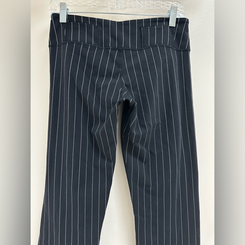 Lululemon Black Pinstripe High Rise Stretch Pants 8/10 Work Travel Career - Picture 5 of 7